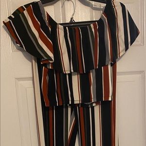Trendy striped two piece set